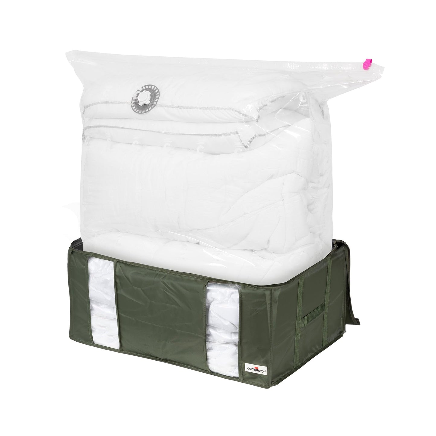 Compactor Ecologik 3D Semi-Rigid XXL Vacuum Box - Patented Space-Saving Storage Solution, Green, 65X45X27 cm