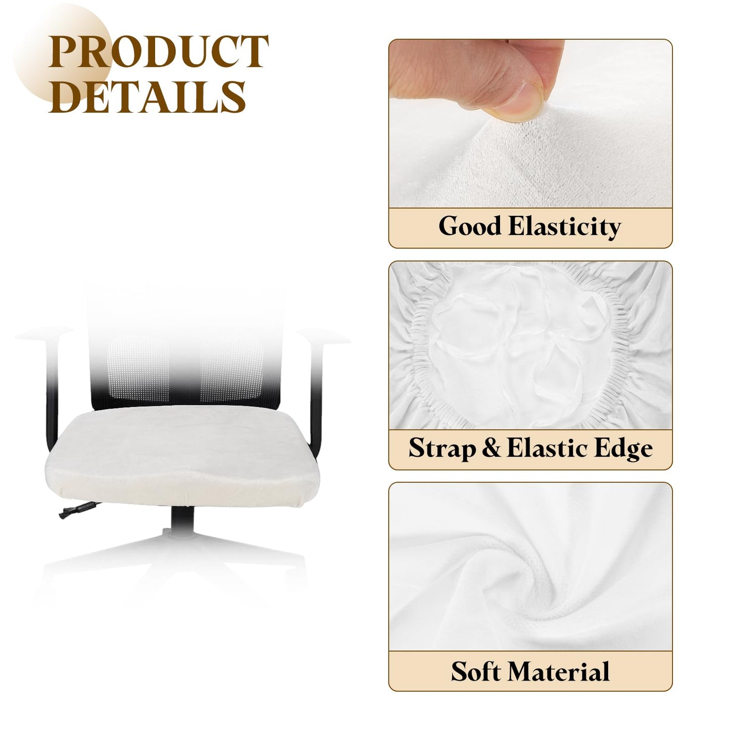 sourcing map Office Chair Cover, Stretchable Soft Rotating Chair Slipcover Washable Desk Computer Seat Cover Protector for Office Home, L(45-48cm)