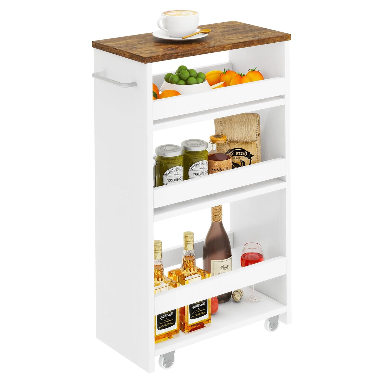IBUYKE Slim Storage Cart Skinny Rolling Cart Utility Trolley WST005W-L