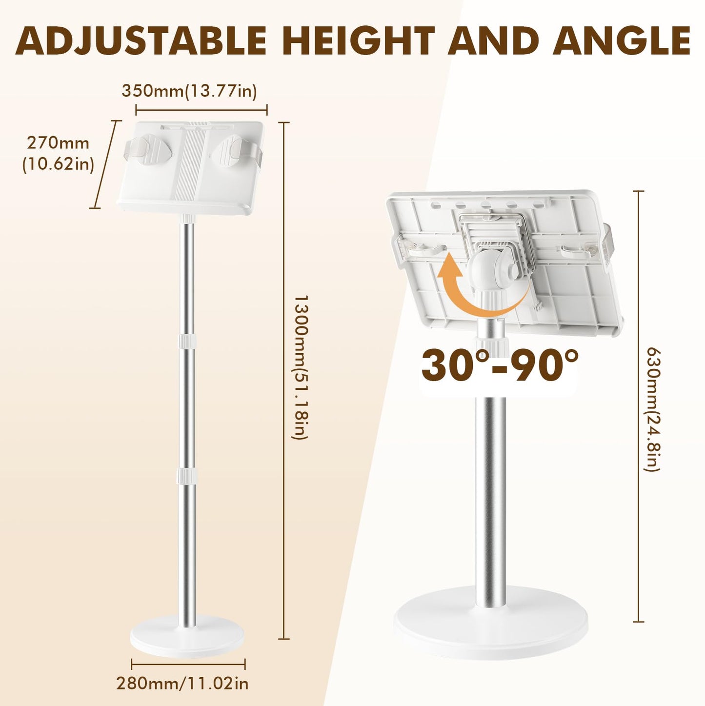 Lectern Podium Stand Adjustable 63~130cm Portable Standing Desk Table