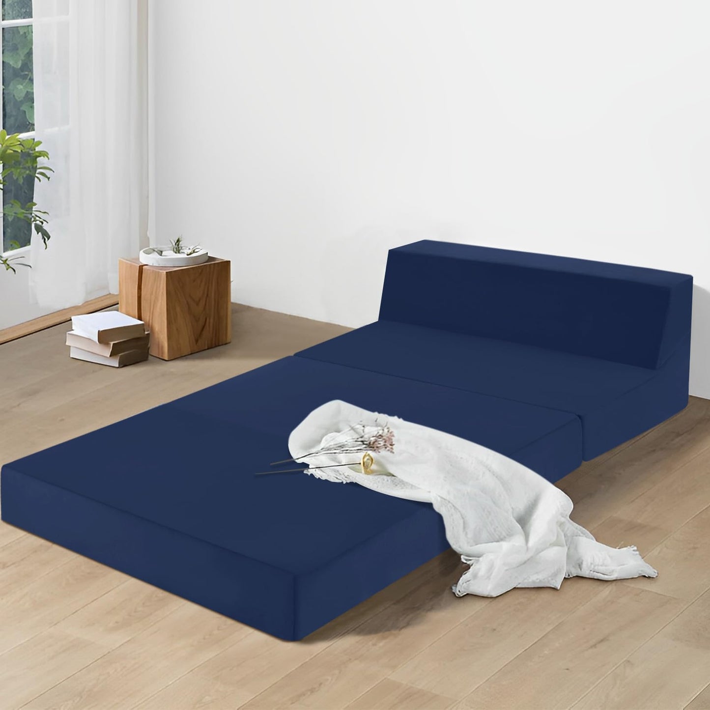 MeMoreCool Folding Floor Mattress Double, 195x120cm, Navy Blue