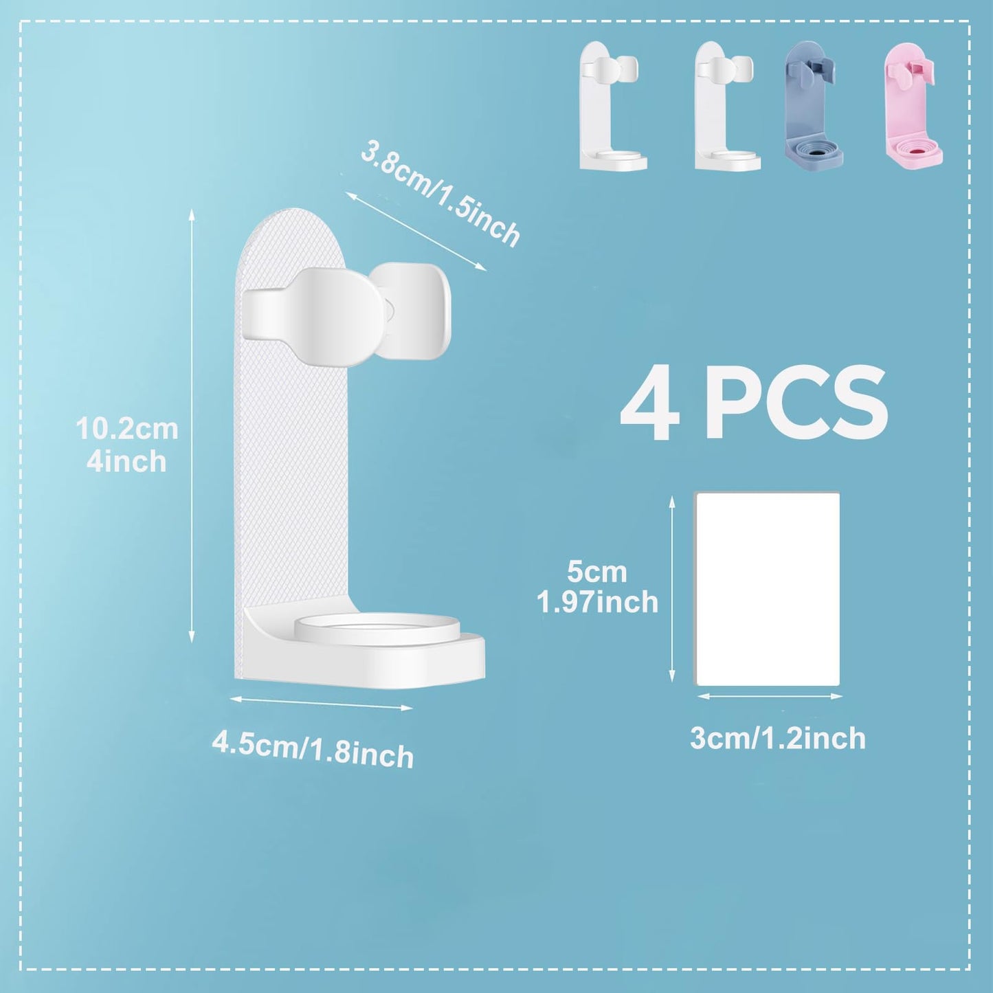 DOETYD 4 Packs Toothbrush Holder Electric Toothbrush Holder Wall Mounted Toothbrush Storage with Adhesive Plastic Electric Toothbrush Stand for