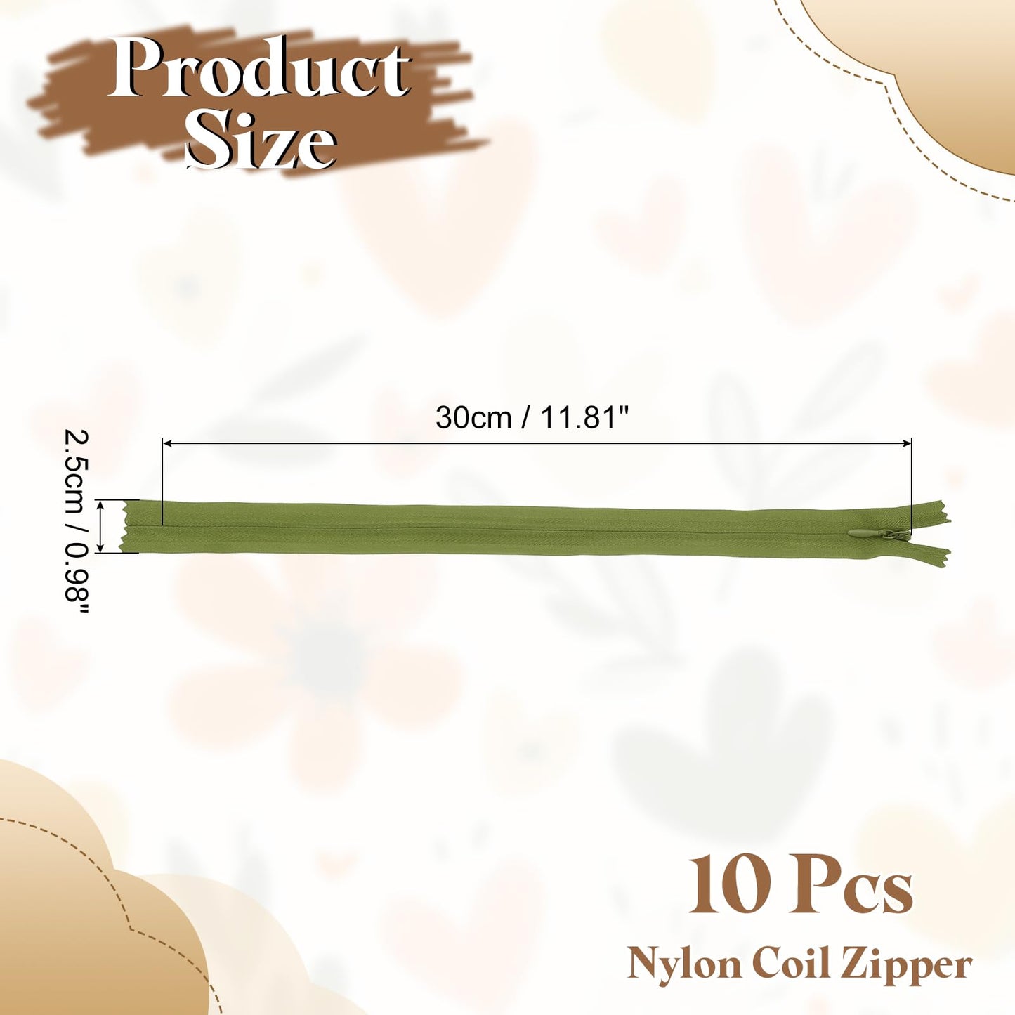 sourcing map 10Pcs 30cm/12-Inch Nylon Coil Zippers, #3 Closed End Separating Jacket Zippers Bulk Frame Replacement for Tailor Sewing Bag Craft