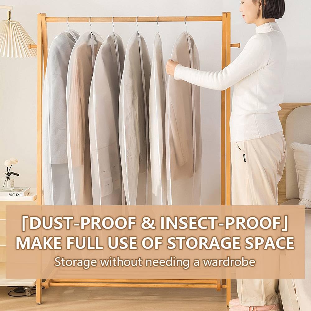 5PCS Garment Bags, 60 x 100 cm (24 x 40 inch) Dustproof Garment Covers