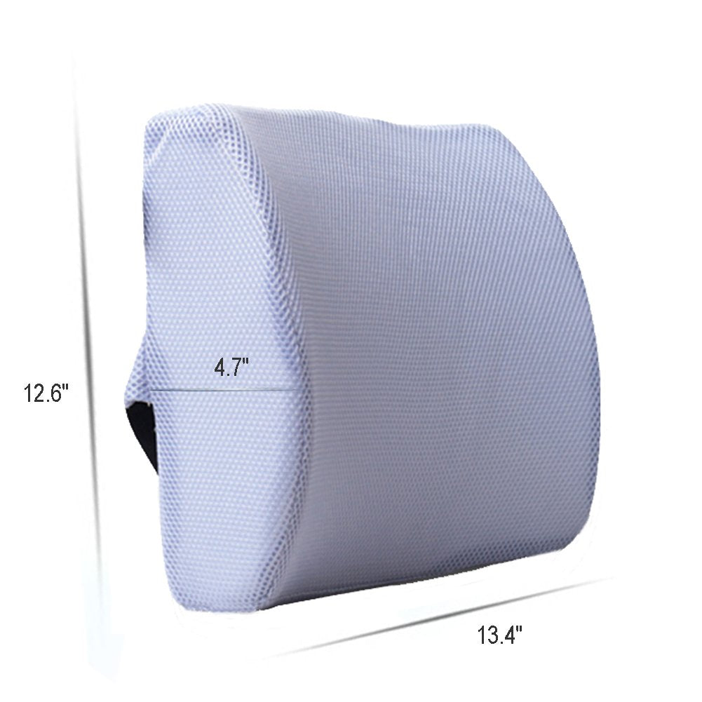 HomDSim Memory Foam Lumbar Cushion Lower Back Support Pillow Posture Correcting Car Seat Home Office Chair Gray
