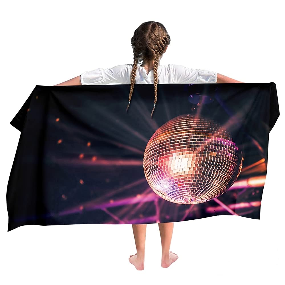 Ulticool - Towel Disco Ball Lamp Light - Child Girl Boy - Quick Drying Bath Towel Microfiber - 140 x 70 cm - for Travel Fitness Gym Sport Spa Yoga