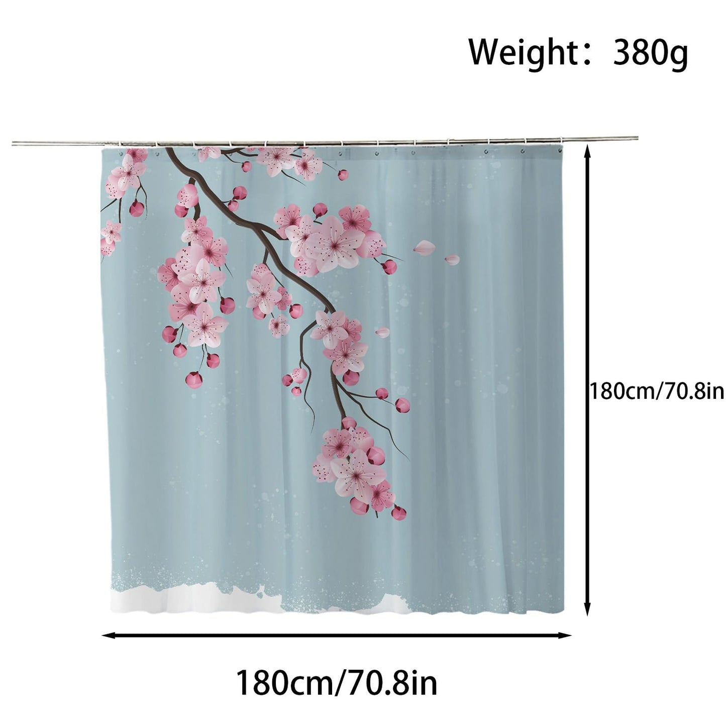 FAIRYGATE Shower Curtains for Bathroom Curtain Garden Floral Flowers Plants Waterproof Mould Proof Resistant Washable Polyester with Hooks Bath Wet