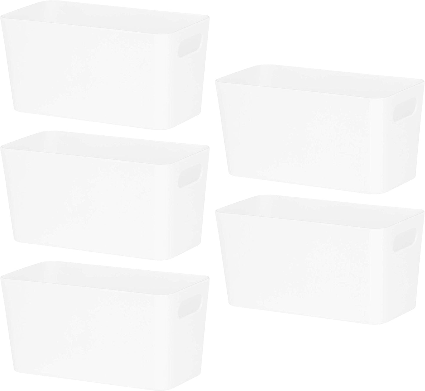 Wham Bam 6.01 Ice White Plastic Studio Storage Baskets Office Home & Kitchen Tidy Organiser 20.0 x 10.0 x 10.0cm (5 Baskets)