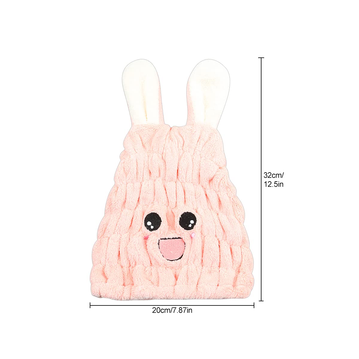 Jagowa Hair Dry Hat Wrap Towel Cute Cartoon Ear Fleece Quick Drying Bath Cap Hair Turban Cap for Women Adults or Kids GirlsPink, White, Grey