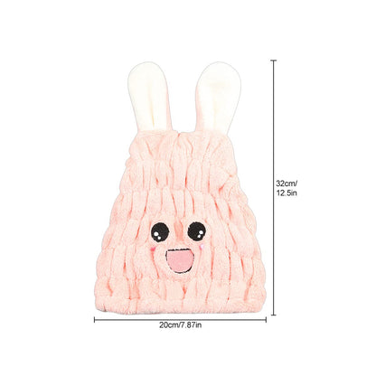 Jagowa Hair Dry Hat Wrap Towel Cute Cartoon Ear Fleece Quick Drying Bath Cap Hair Turban Cap for Women Adults or Kids GirlsPink, White, Grey