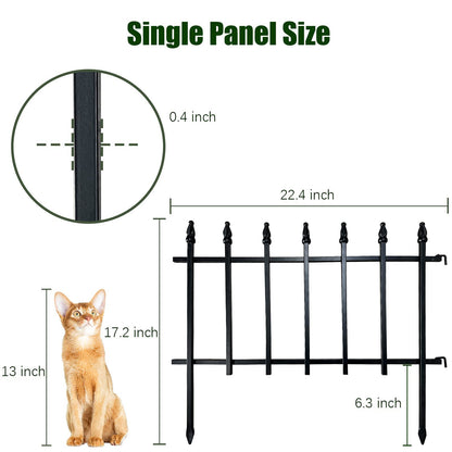 Thealyn Metal Decorative Garden Fence 57cm Wide x 45cm High 5 Panels, Total Length 2.8m, Metal Fence Panels, Landscape Fencing for Flower Bed