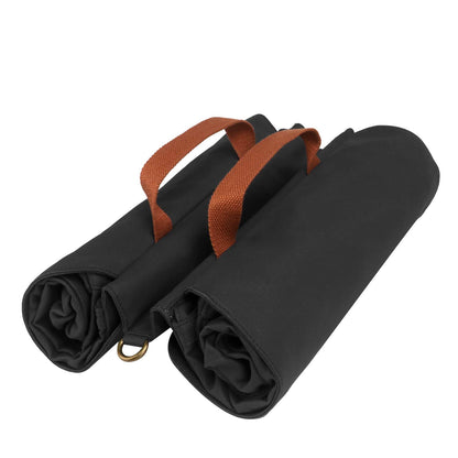 TOURBON Waterproof Canvas Bicycle Bike Rear Seat Carrier Luggage Storage Bag Cycling Double Roll-up Pannier Bag Rear Pack Black