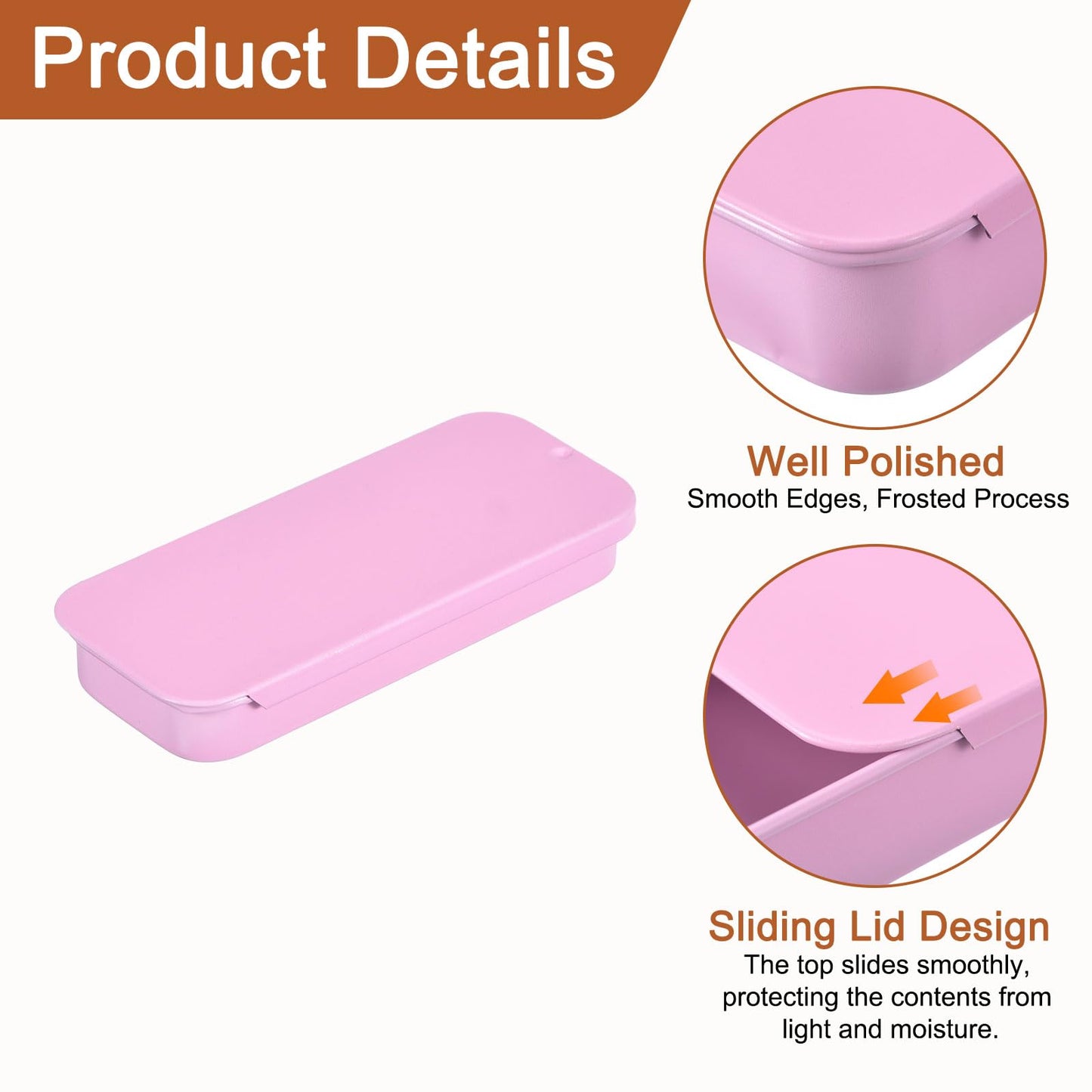 sourcing map 4 Pcs Metal Tin Box Container, 3.1x1.3x0.4 Inch Slide Top Tin Containers Empty Rectangular Storage Box Portable Mini Tin Case for Candy