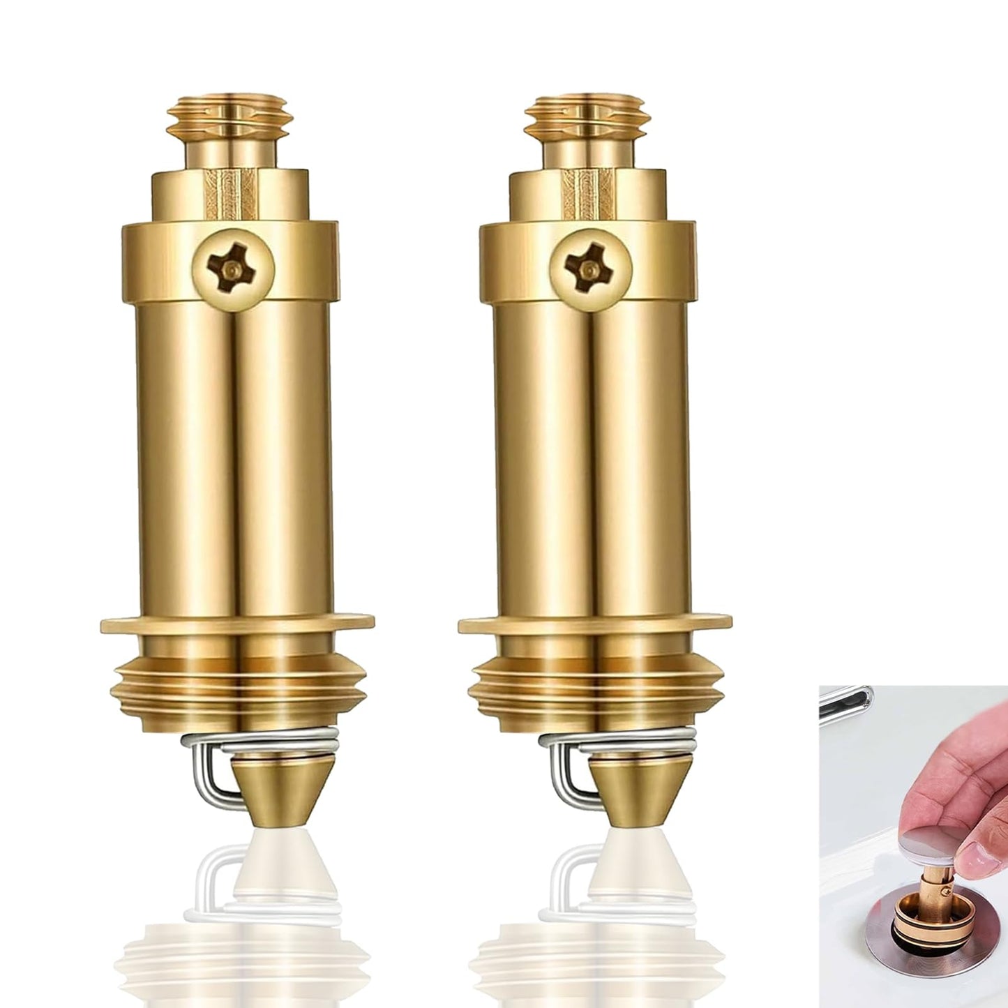 2 Pack Click Clack Plug Bolt, Brass Plug Bolt, Basin Waste Pop Up Plug Assembly, M8 M16x1.5 Threads