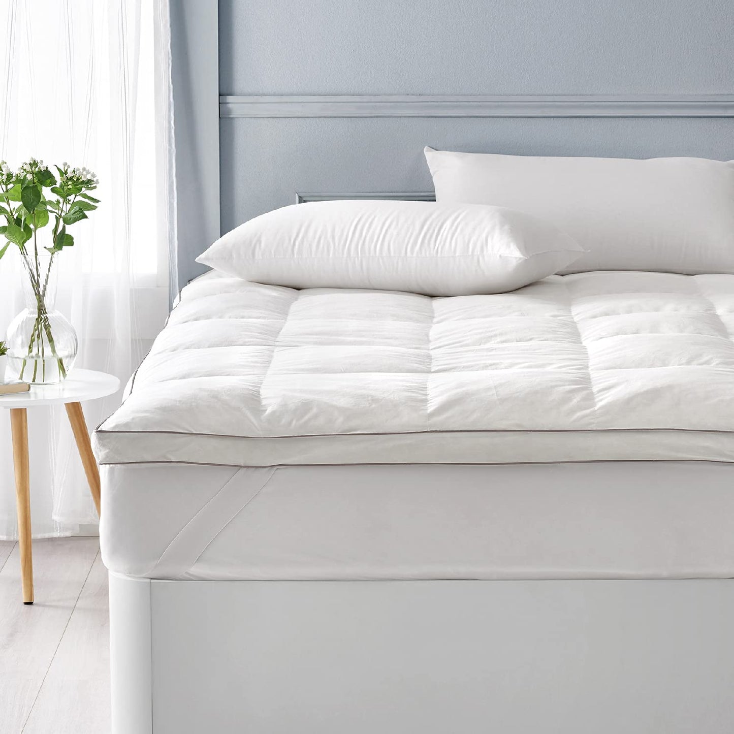 Classic blanc Topper/Mattress Topper Goose Down extramullido, Cotton Cama 135-135 x 190 cm white