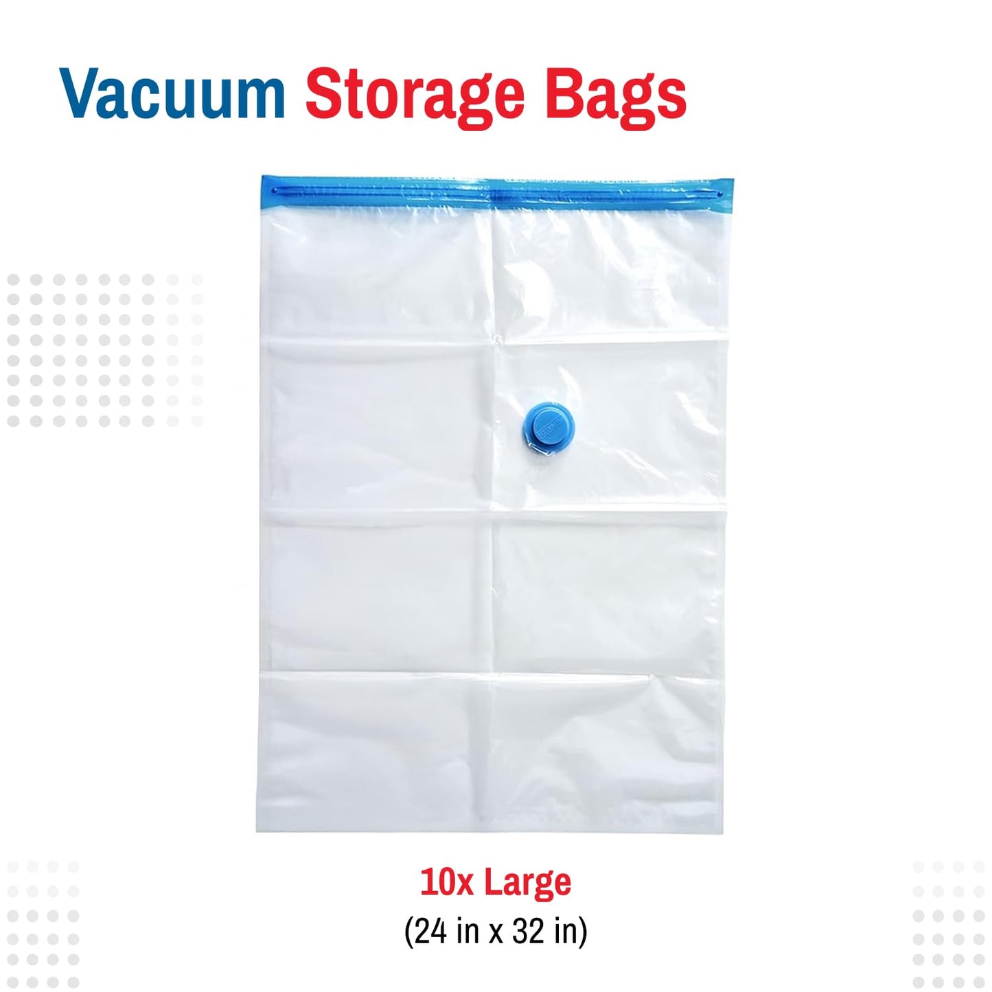 SpaceSaver Vacuum Storage Bags - Large 10-Pack Clothes Storage Bag Set with Pump - Reusable Vacuum Sealer Bag for Comforters, Bedding, Clothing