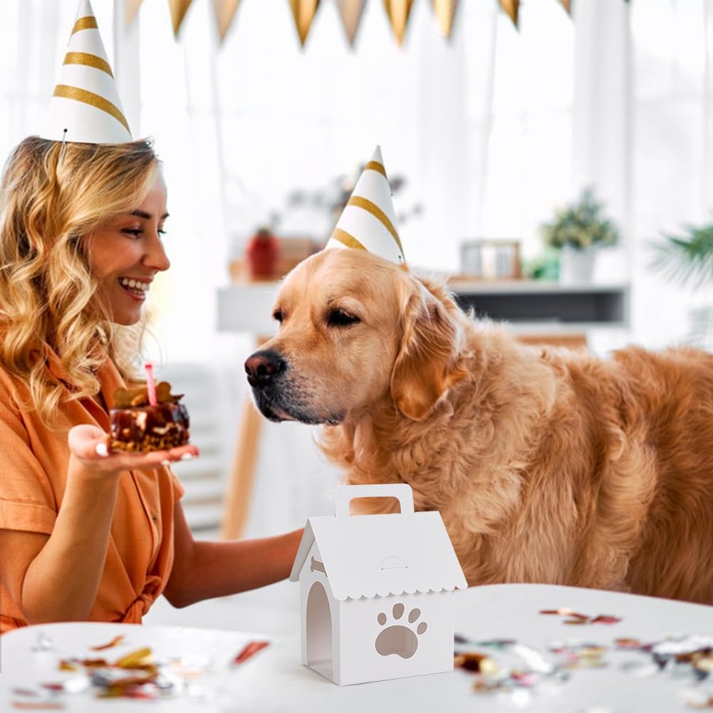 BENECREAT Dog Party Favors Boxes, Treat Gift Boxes, 30 Packs, White