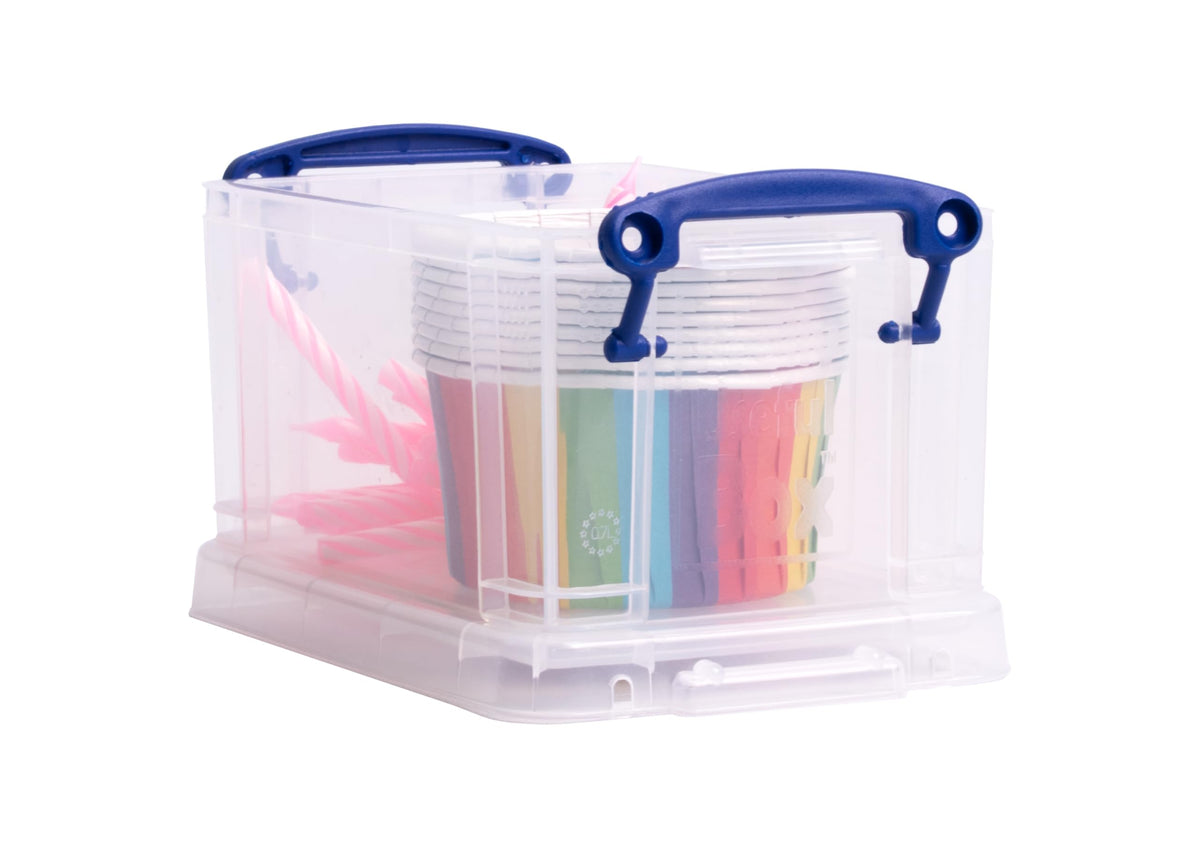 Really Useful Plastic Storage Box 0.7 Litre Clear Pack of 4