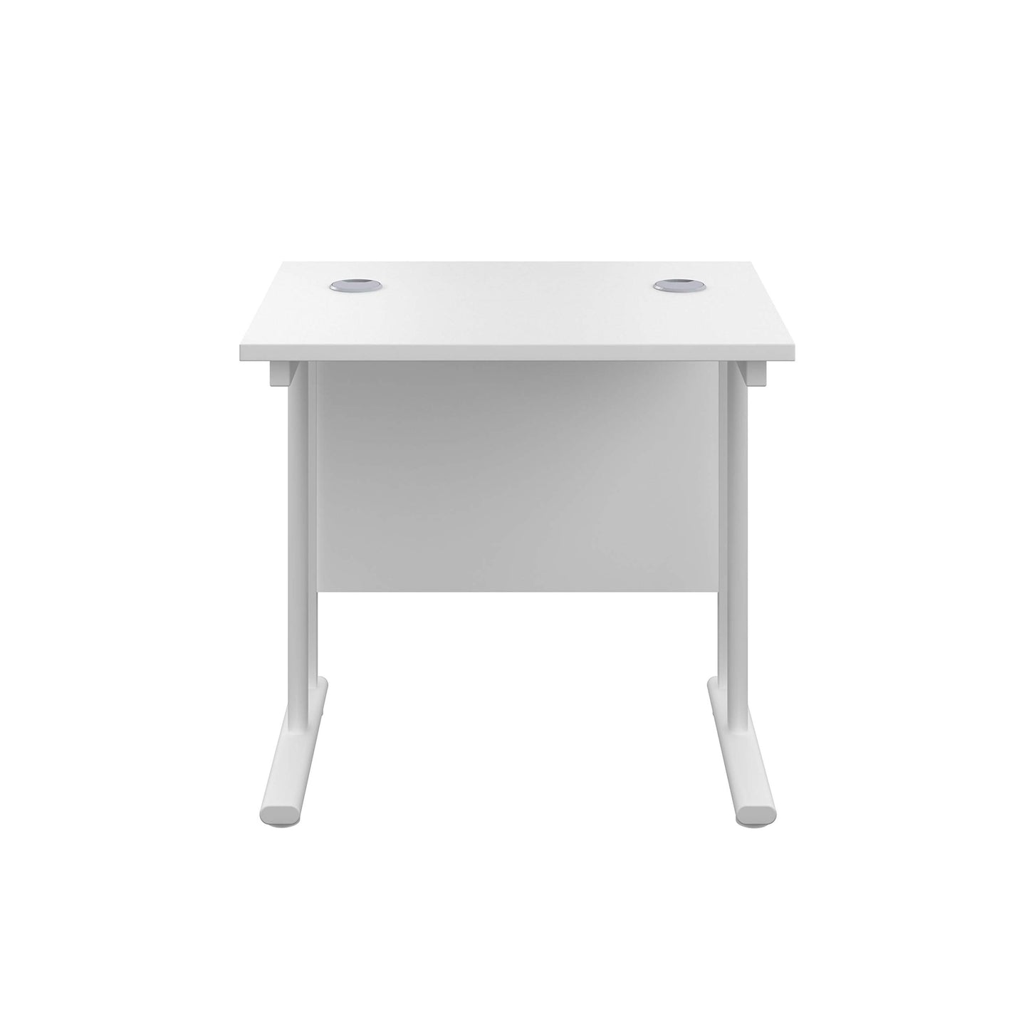 Office Hippo Rechteckiger Freischwinger-Schreibtisch, Metall, Weißer Rahmen, weiße Oberseite, 80 x 60 cm