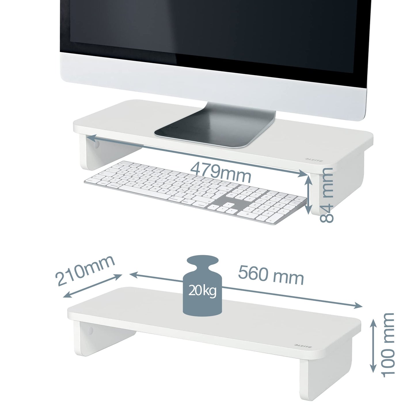 Leitz Monitor Stand Suitable For Desktop & Laptop, Ergonomically Designed Tabletop Riser, 24 Inch Monitor Screens Up To 20kg