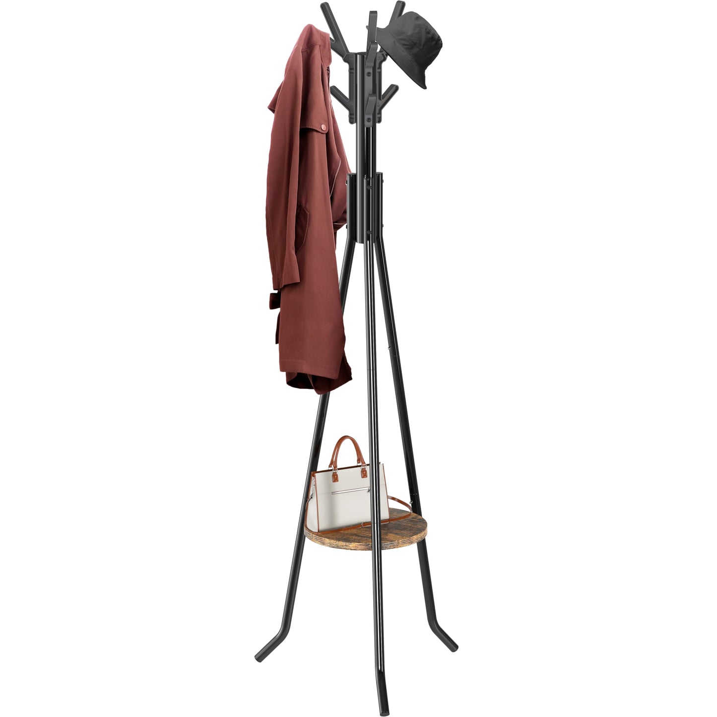 Simple Houseware Freestanding Coat Rack With Shelf, Black