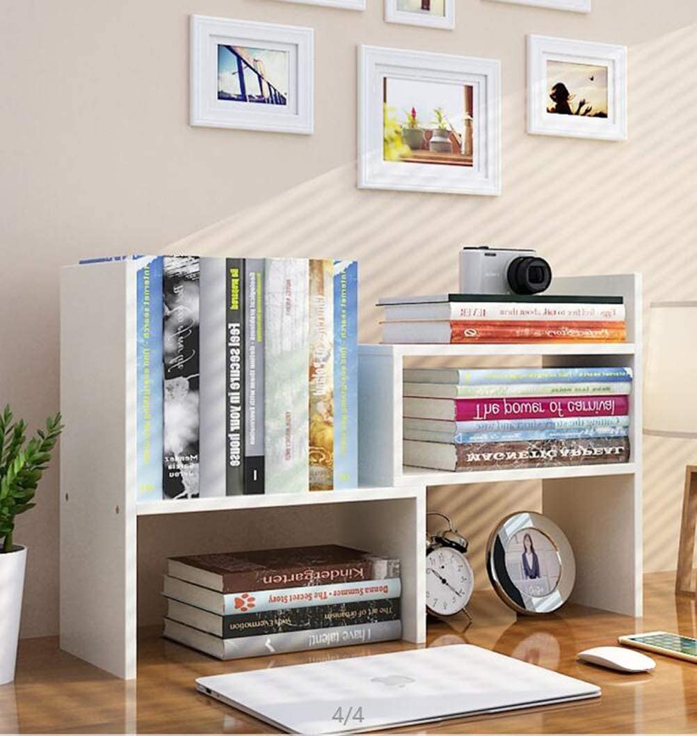 Wood Adjustable Small Desktop Bookshelf, Expandable Desktop Storage Organizer, Freestanding Bookcase, Desktop Display Shelf Rack