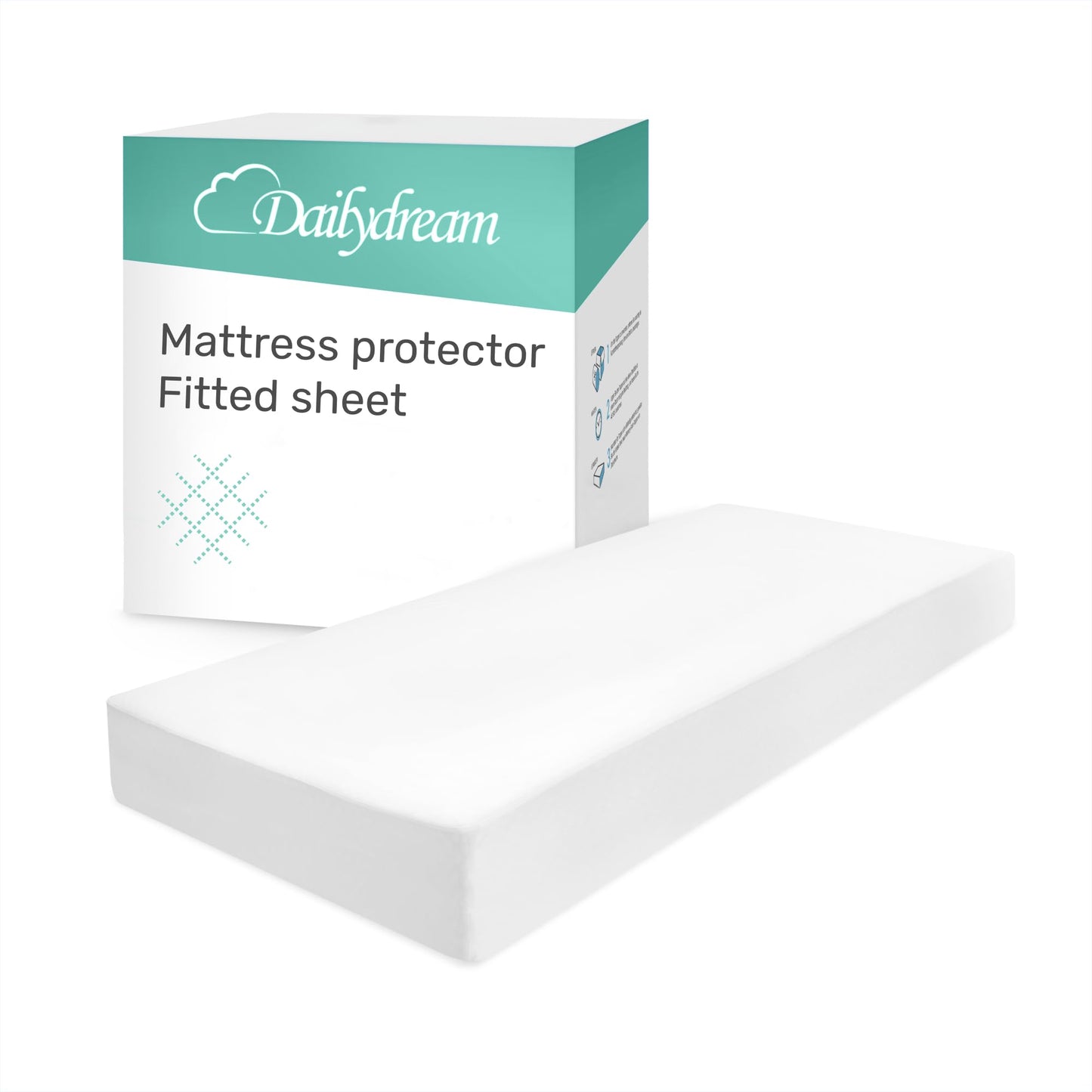 Dailydream Waterproof Mattress Protector, Fitted Sheet Format, Breathable, 140 x 200 cm, White