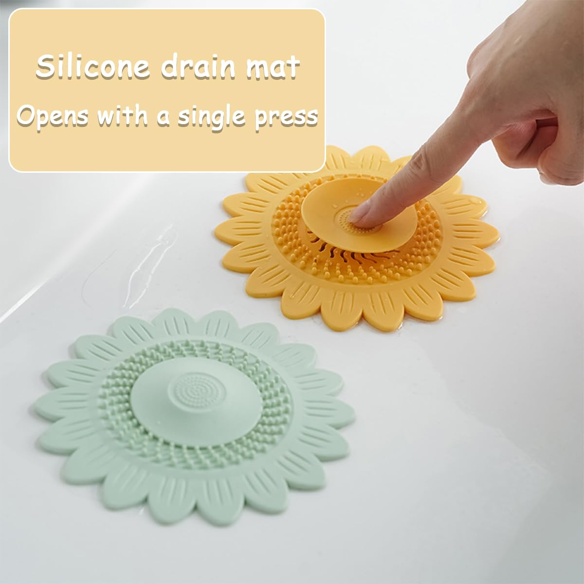 4 PCS Flower Silicone Sink Stoppers Drain Hair Stopper Bathtubs Drainage Plugs Universal Shower Tub Plug Extra Large Shower Drain Covers Protector