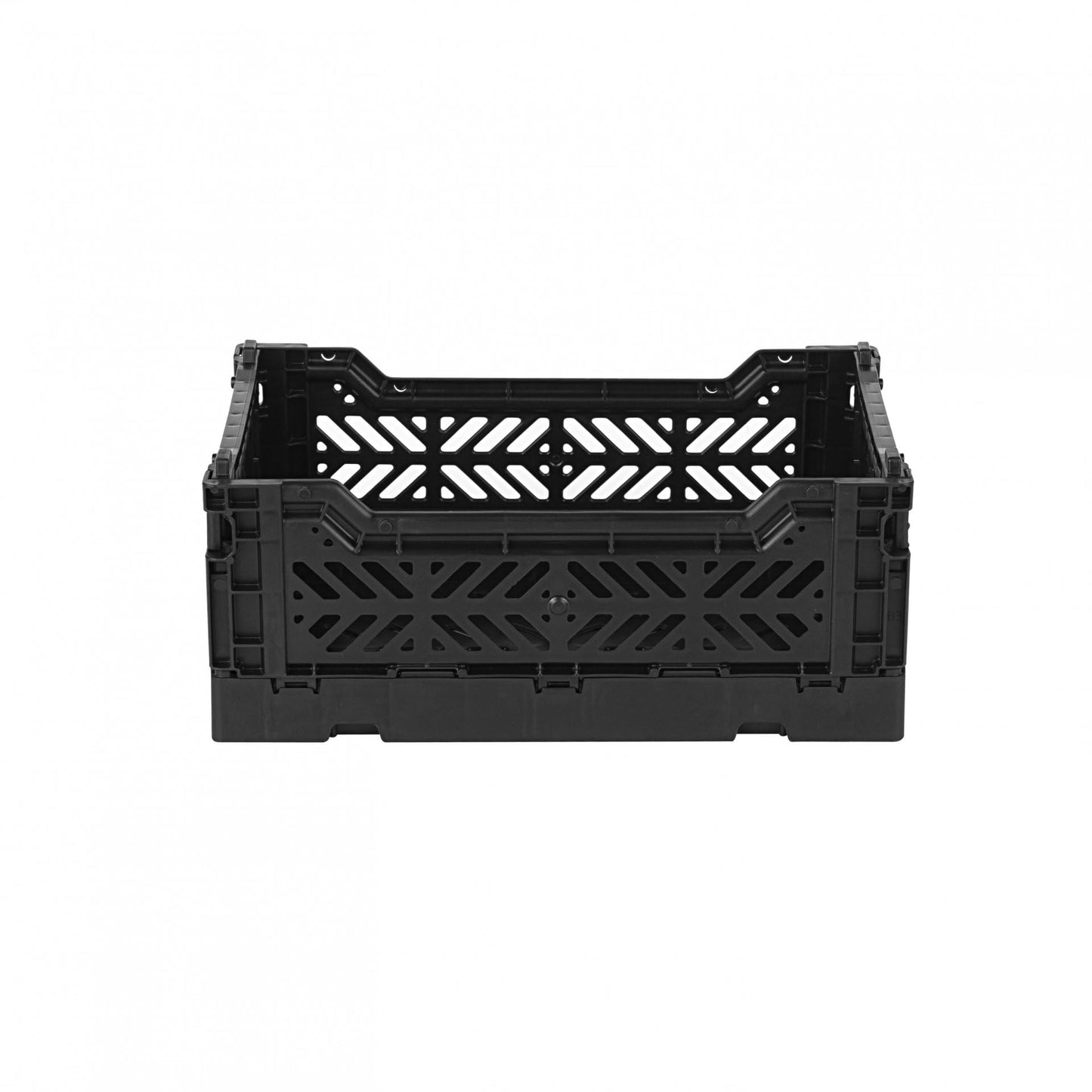 AYKASA Folding Crate, Sturdy Folding Box, Plastic, Stackable, Black, Mini (27 x 17 x 11 cm)
