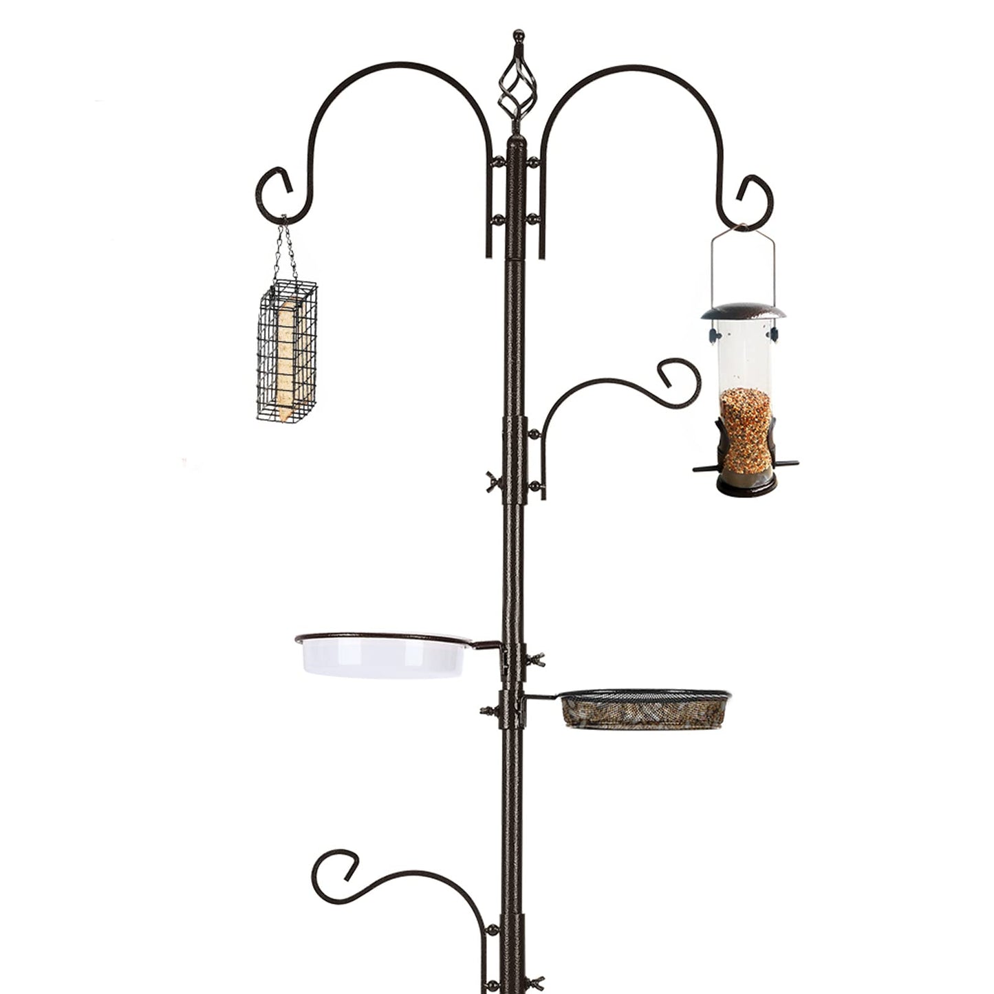 MIXXIDEA Bird Feeder Station Kit - 231 CM Bird Feeders Pole with 5-Prong Base, Multifunctional Birds Feeders Stand for Outdoors, with 4 Hooks & 3