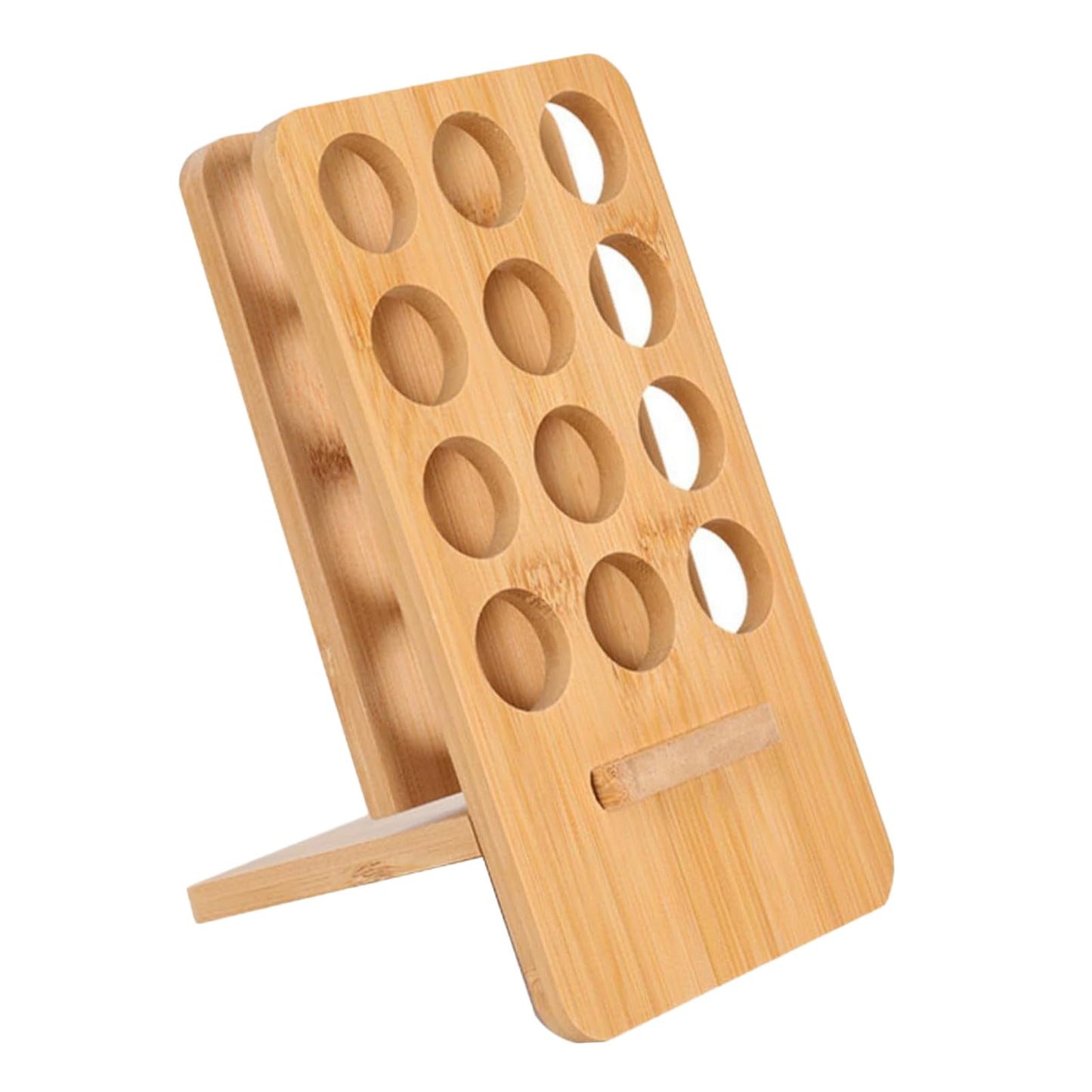 Honicemar 12 - Hole Wooden Essential Oil Holder Aromatherapy Organizer Essential Oil Bottles Display Rack & Slanted Essential Oil Shelf Stand