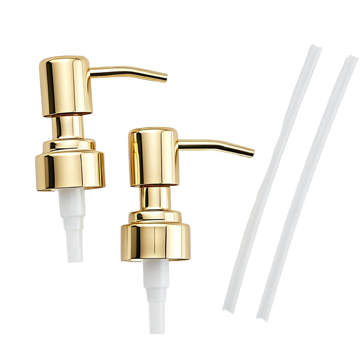 Pollock 2pcs Pump Dispenser Stainless Steel, Replacement for Standard Neck Size - 26-28 mm Thread Fits Most Hand Soap Dispenser Gold Brushed