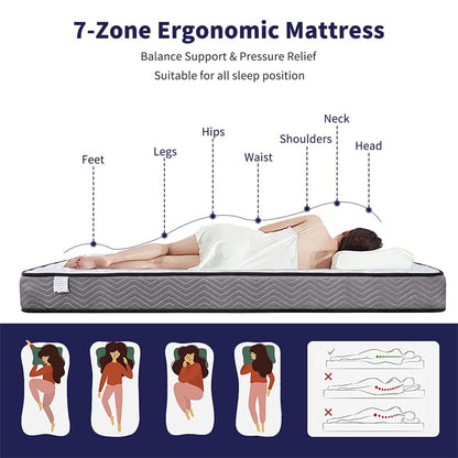 Good Nite Small Double Mattress 4FT Memory Foam Spring Breathable and Medium-Firm Feel Hybrid Mattress Fireproof Fabric Soft and Skin-Friendly 120 x