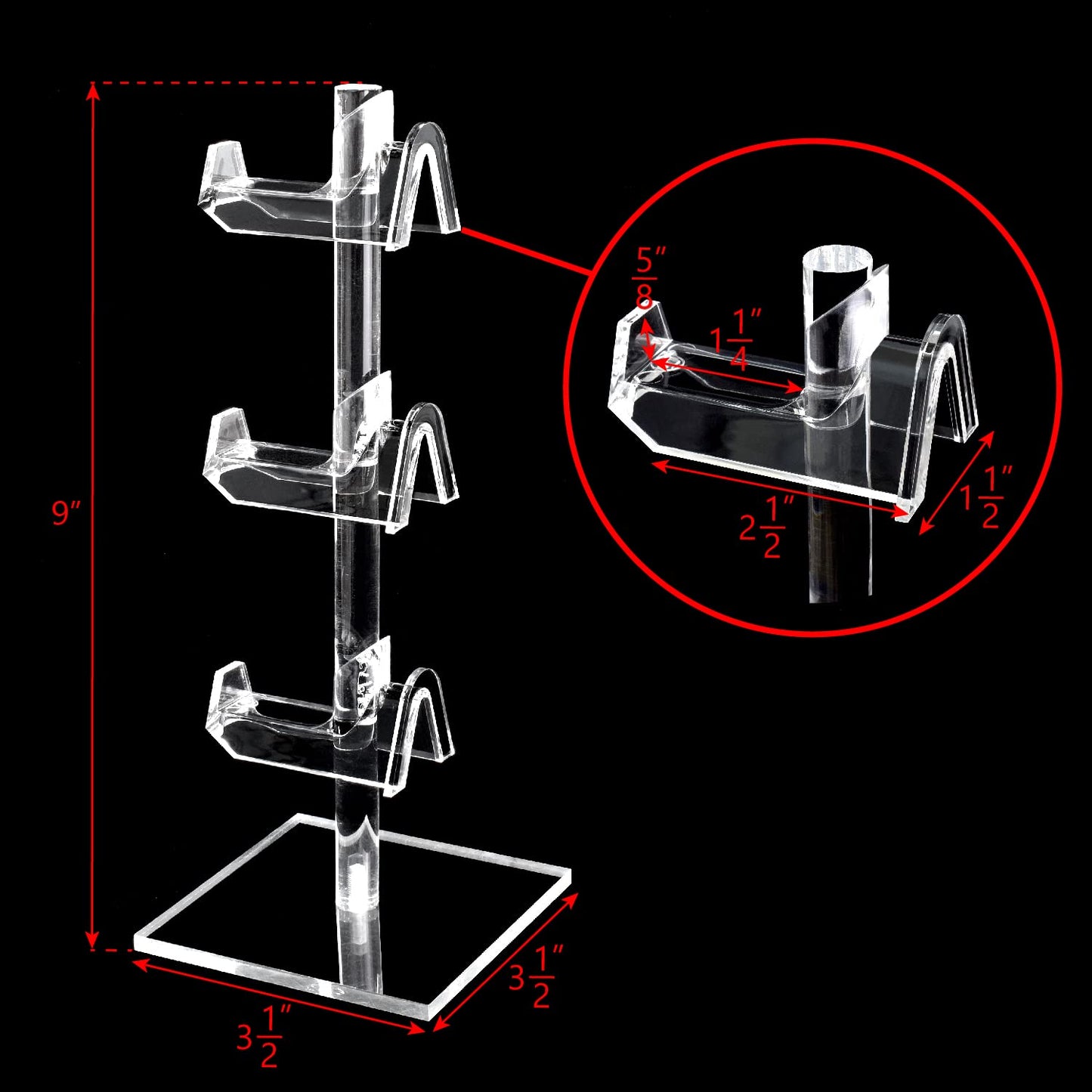 Mooca 2 Pcs Set Acrylic 3 Tier Eyeglasses Frame Riser Display Stand, Sunglasses Rack, Sunglasses Rack Holder, Acrylic Eyewear Display