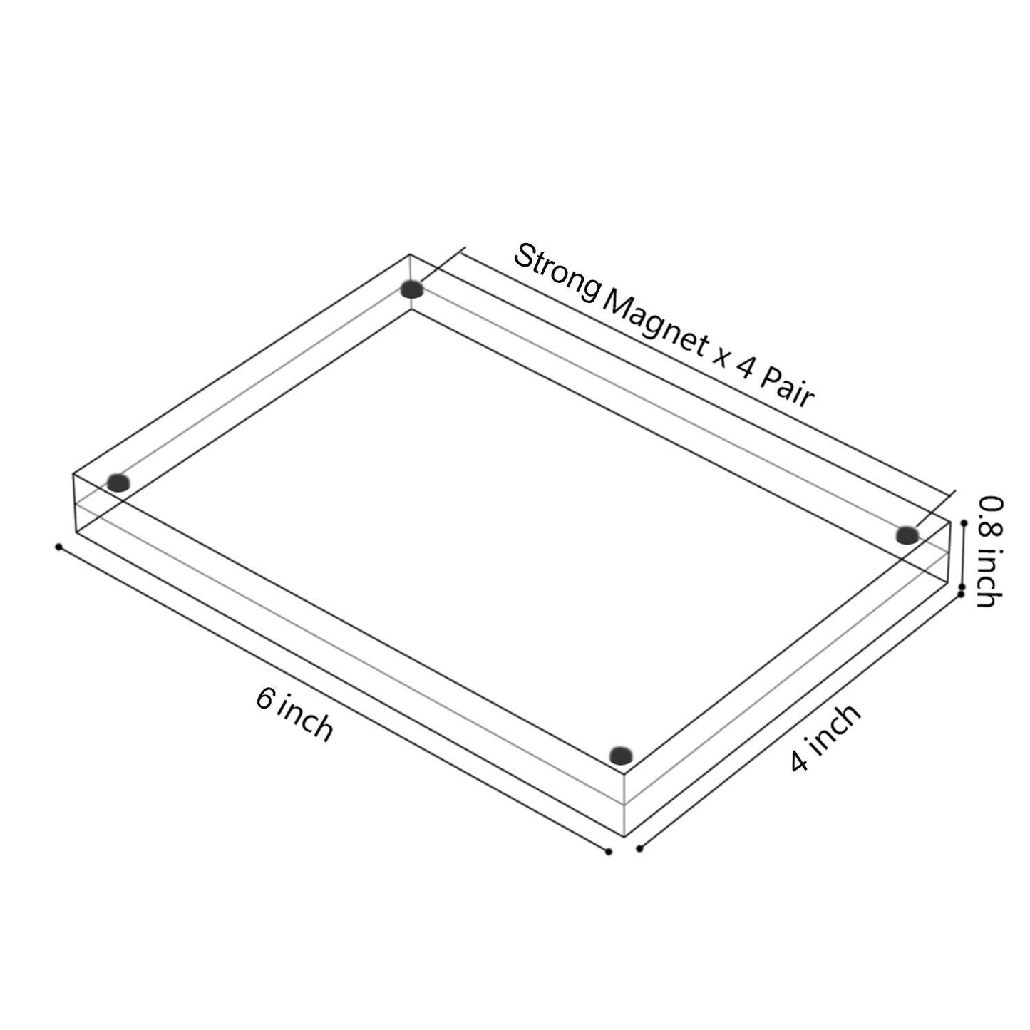 Acrylic Picture Frames 10 x 15 cm(4x6 inch), Clear Double Sided Block Set, Desktop Frameless Magnetic Photo Frame - Set of 5
