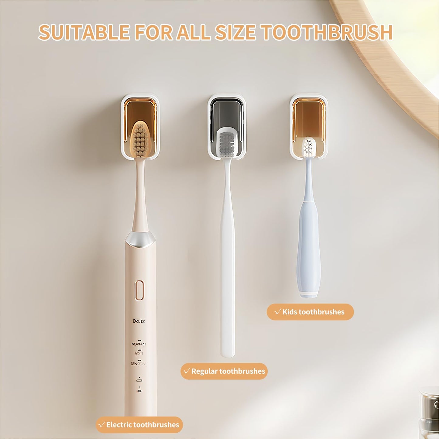 Wall Mounted Toothbrush Holders for Bathroom,Strong Self Adhesive