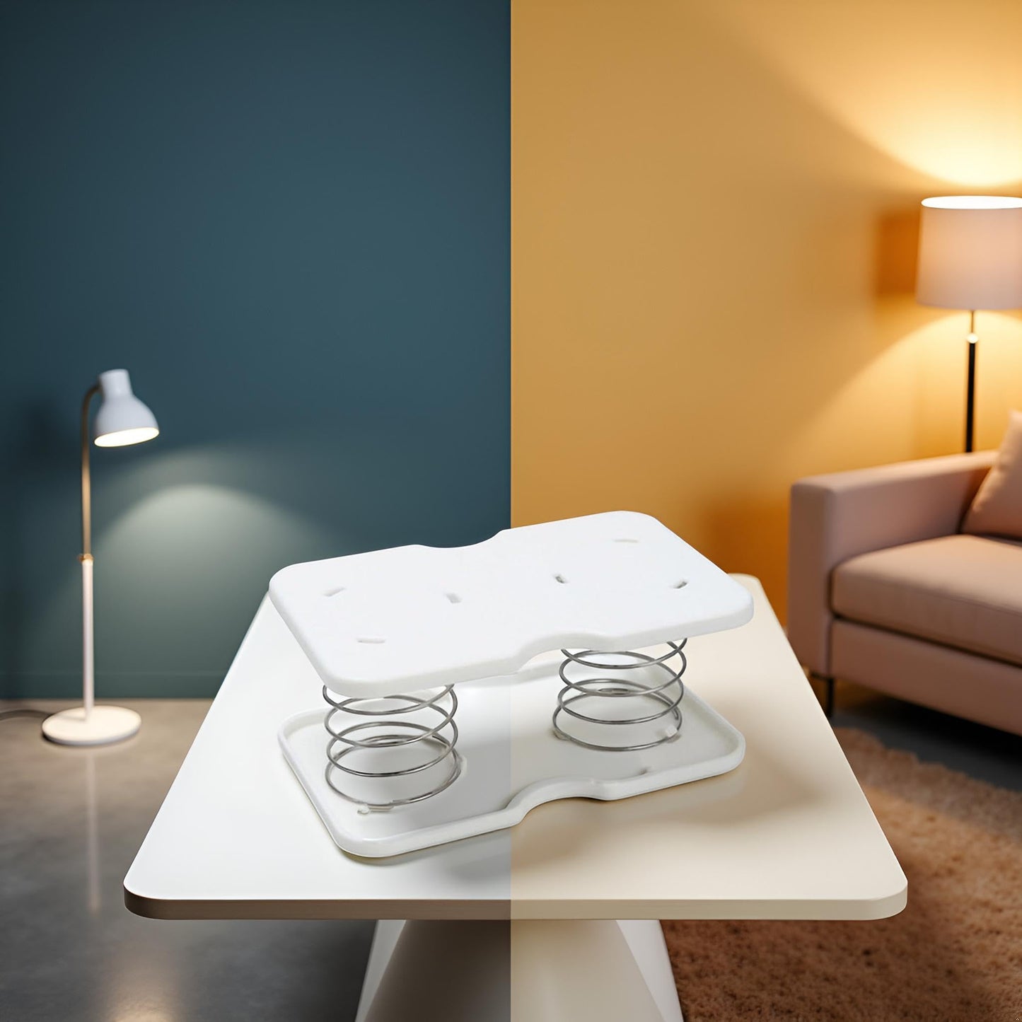 White Tissue Dispenser Tissue Box Spring Support-Spring Loaded Lifting Spring Tissue Holder for Office Home Kitchen Toilet Car