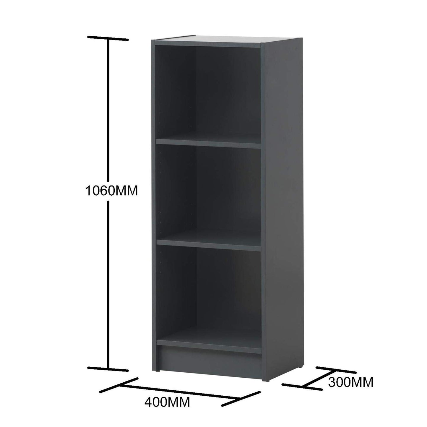 Timber Art Design UK 3 Tier Bookcase Open Tall Shelf Rack Contemporary Organizer Display Shelving Unit for Modern Living Room, Office Space
