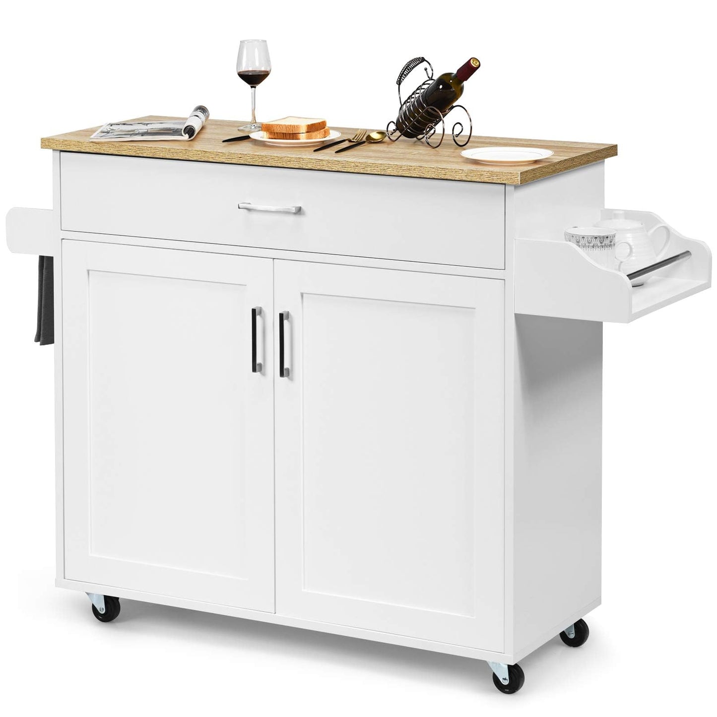 GiantexUK Kitchen Island Cart (White, 116 x 40 x 85 cm)