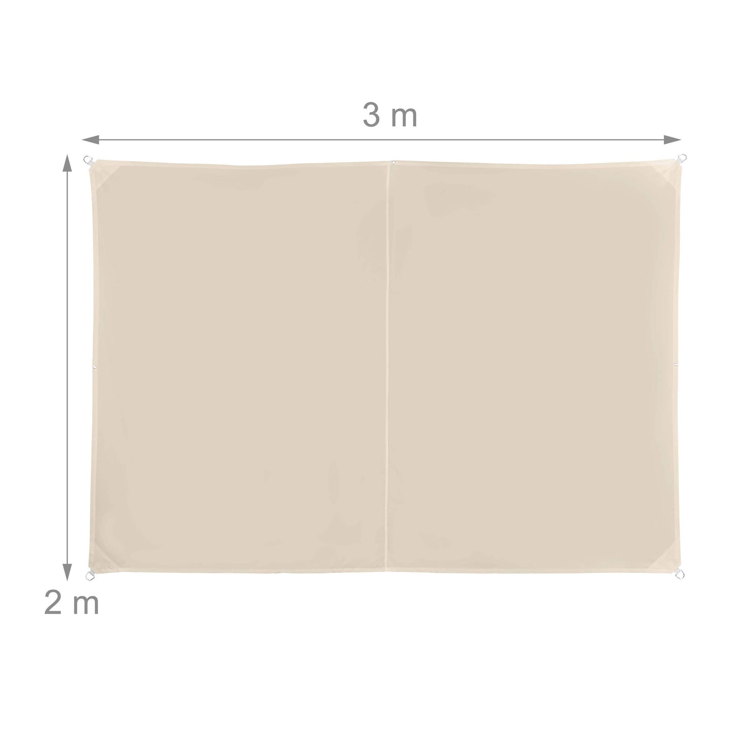 Relaxdays Shade Sail, Rectangular, Water-Repellent, UV-Protection with Tethers, Balcony Canopy, WxD: 2 x 3m, Beige
