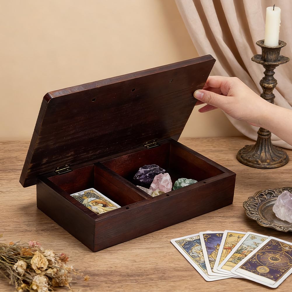 PH PandaHall Altar Table, 1.8x7.9x2.7in Wooden Meditation Storage Box Pentagram Moon Wiccan Tables Meditation Table with Storage Space and Card