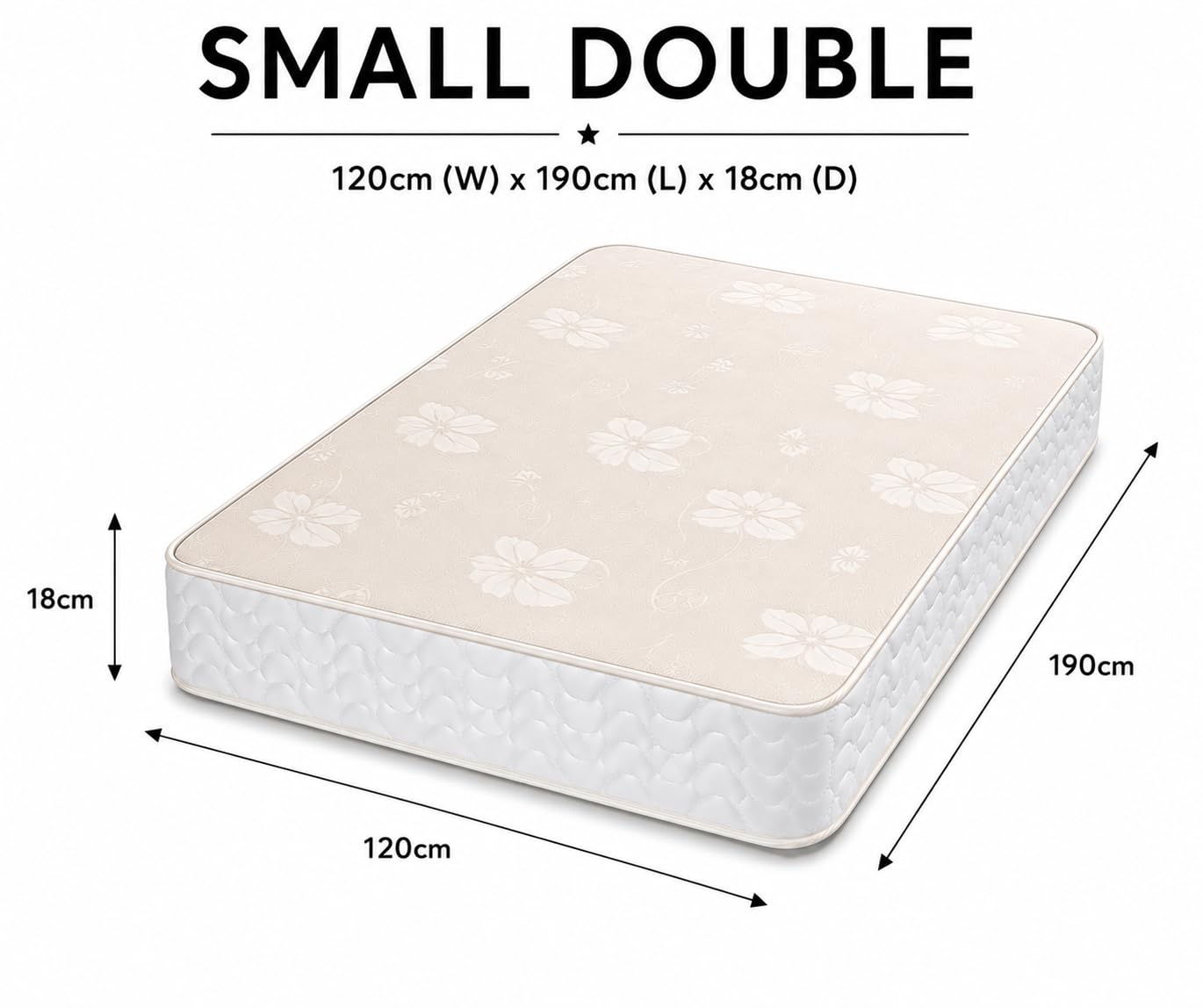 Starlight Beds Aura White Small Double Mattress, 4ft x 6ft3