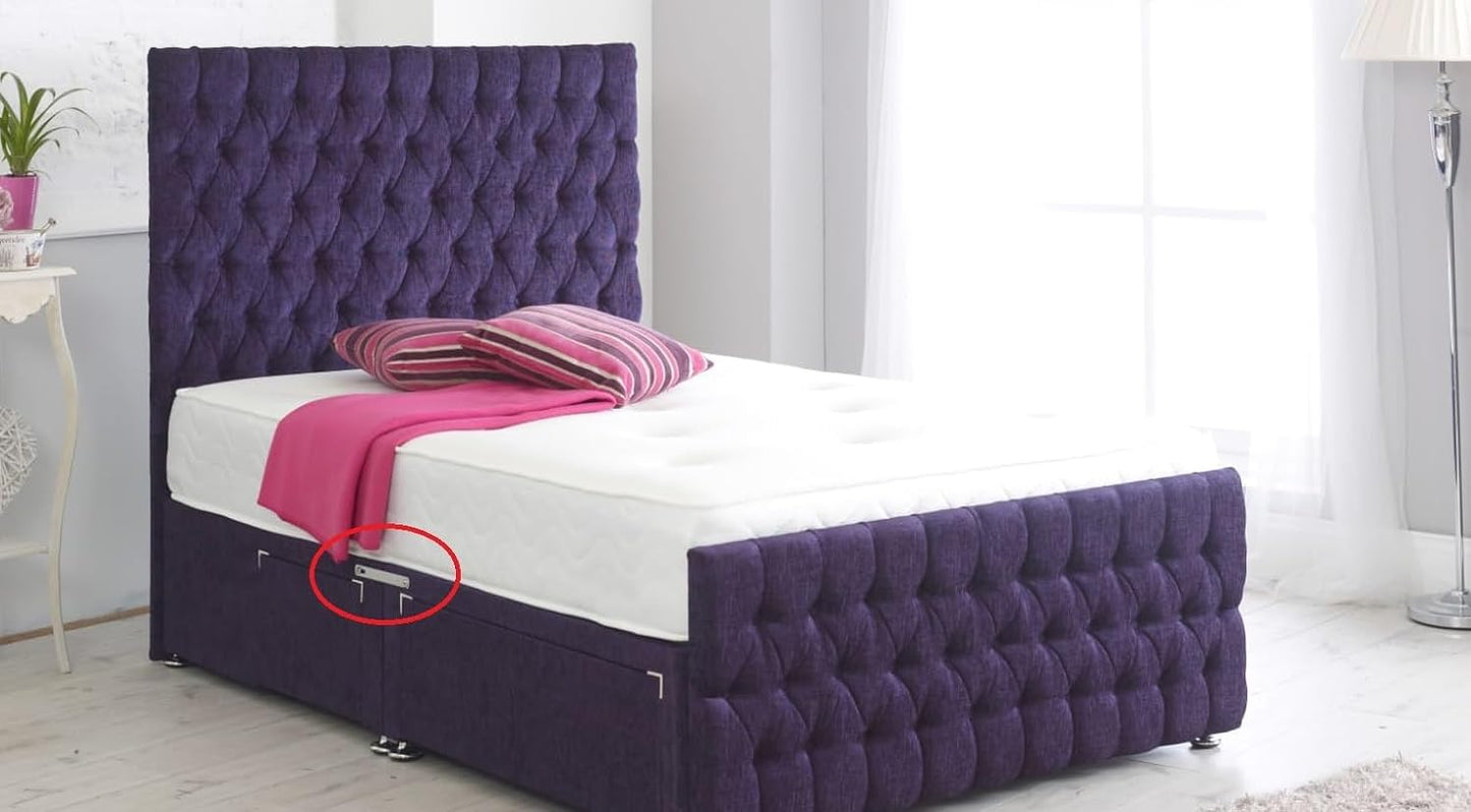 Just Accessories Divan Bed Base Link Bars with Adjustable Fittings, Silver, Joiner Plate with M8 Screws 98mm-200mm (4, 98mm)