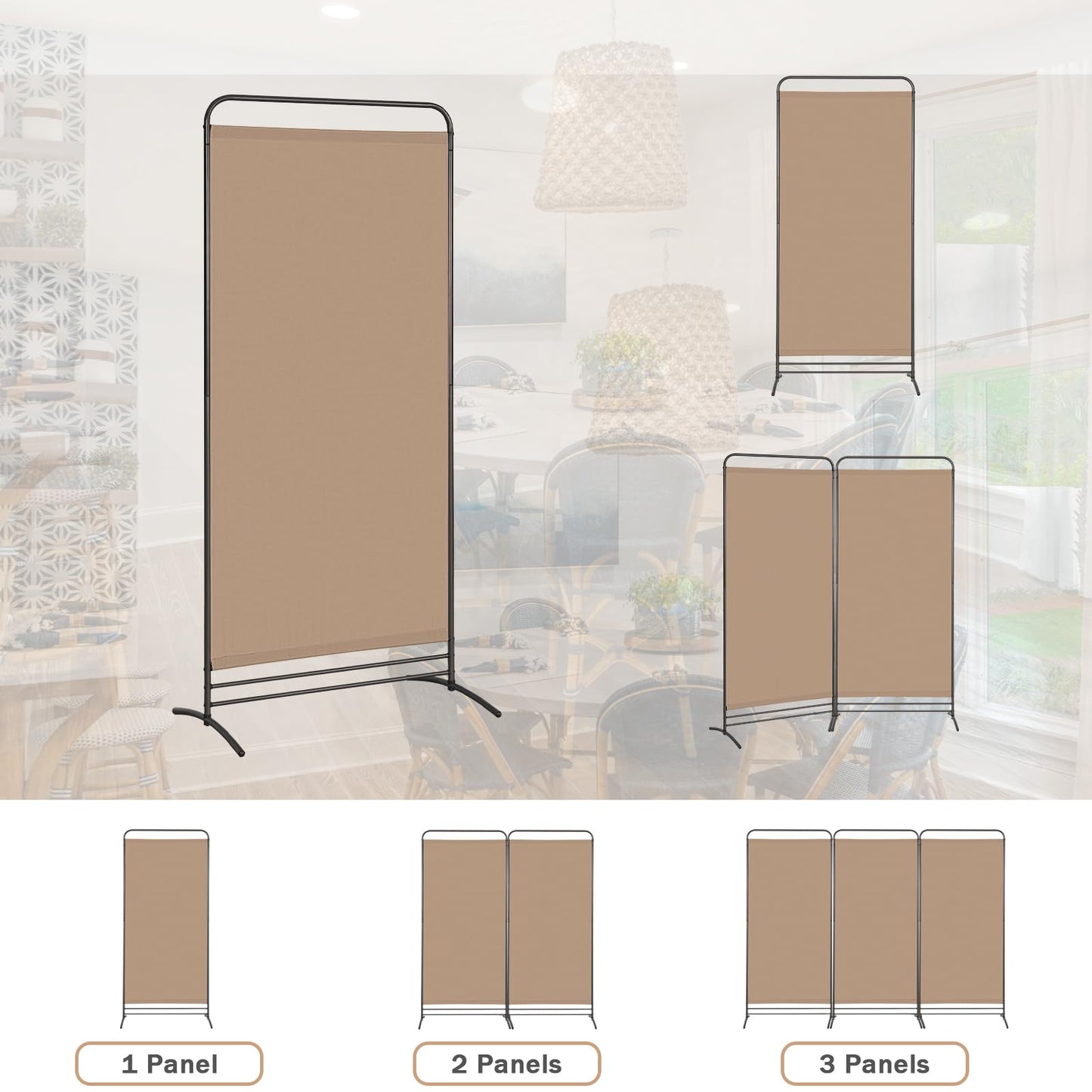 Angel Living 1 Panel Room Divider, Privacy Screen Composed of Polyester Fabric and Sturdy Iron Frame
