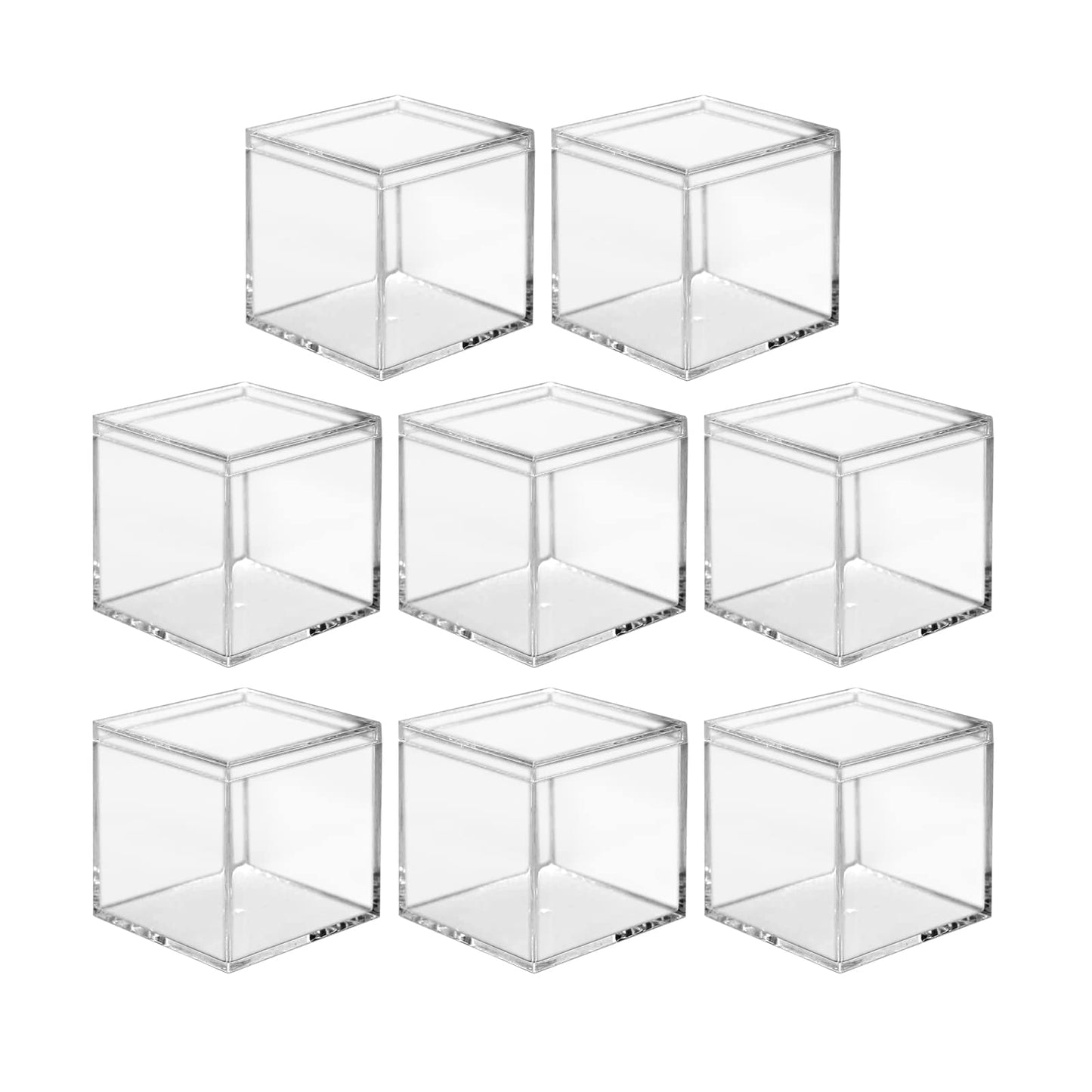 Lomgwumy Acrylic Box with Lid Small, Durable, Pack of 8, with Lid, Acrylic Square Container is Suitable for Storing Candy, Small Accessories