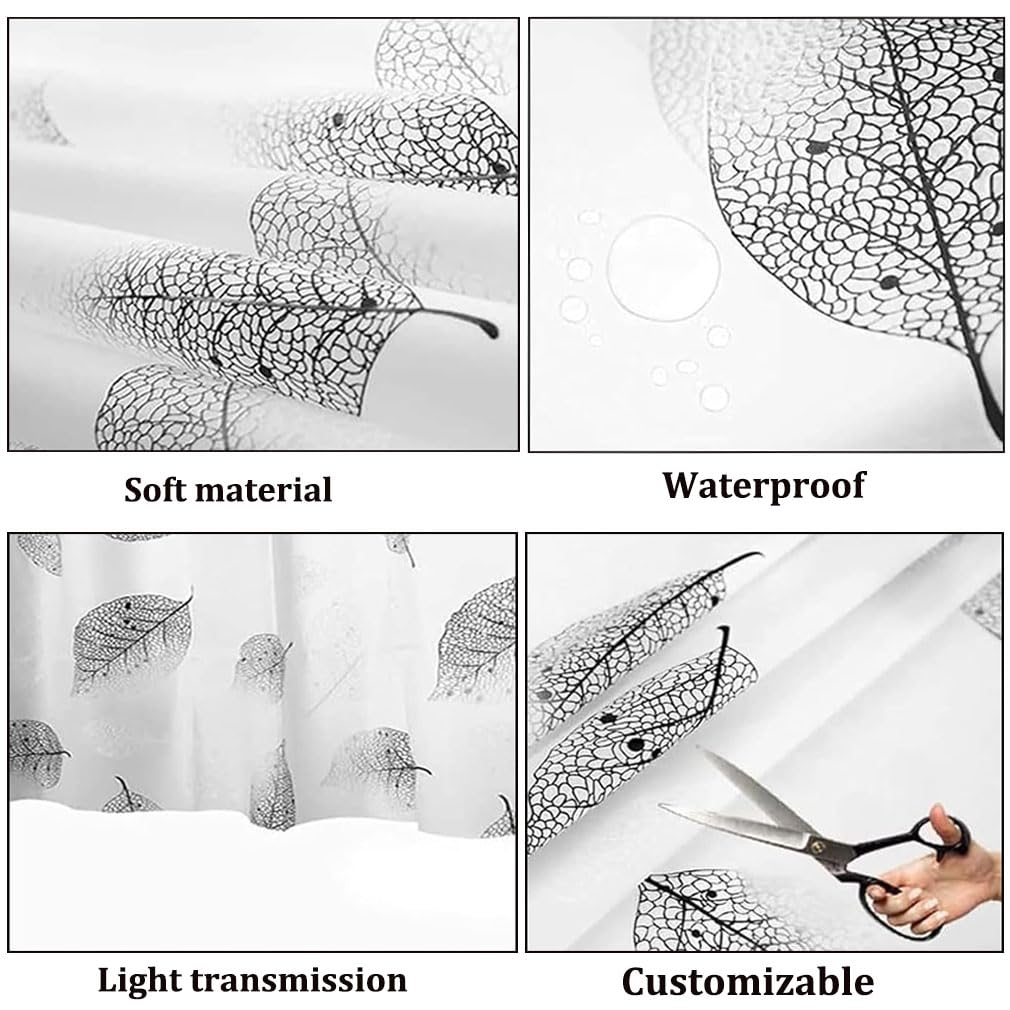 ruitao Shower Curtain for Bathroom, 100% PEVA Waterproof Anti-Mould Proof Resistant | Quick-Drying | Washable Bathroom Curtain