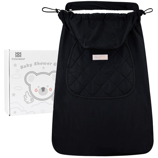 Bebear Winter Cover for Baby Carrier Warm Universal Hoodie Baby Carrier Cover for All Seasons (Black)