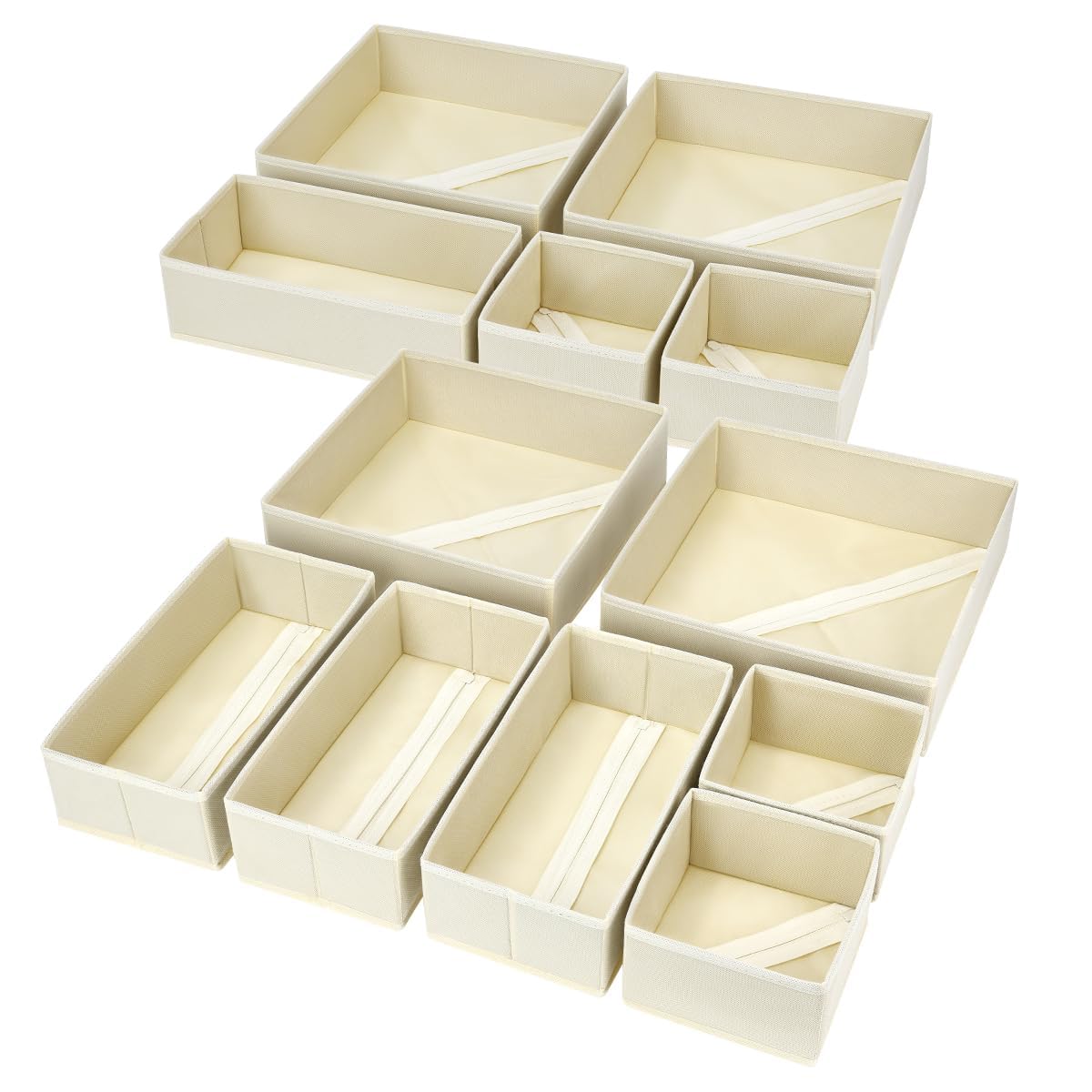 Homsorout 12 Pack Drawer Organisers Foldable Box - Fabric Drawer Dividers Wardrobe Storage Organiser Draw Cubes for Bras, Socks, Underwear, Ties