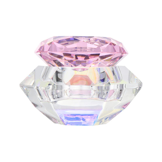 Lurrose Crystal Cup with Lid Hexagonal Nail Art Manicure Liquid Powder Mixing Dappen Dish Acrylic Nail Tool for Salon and Home Use