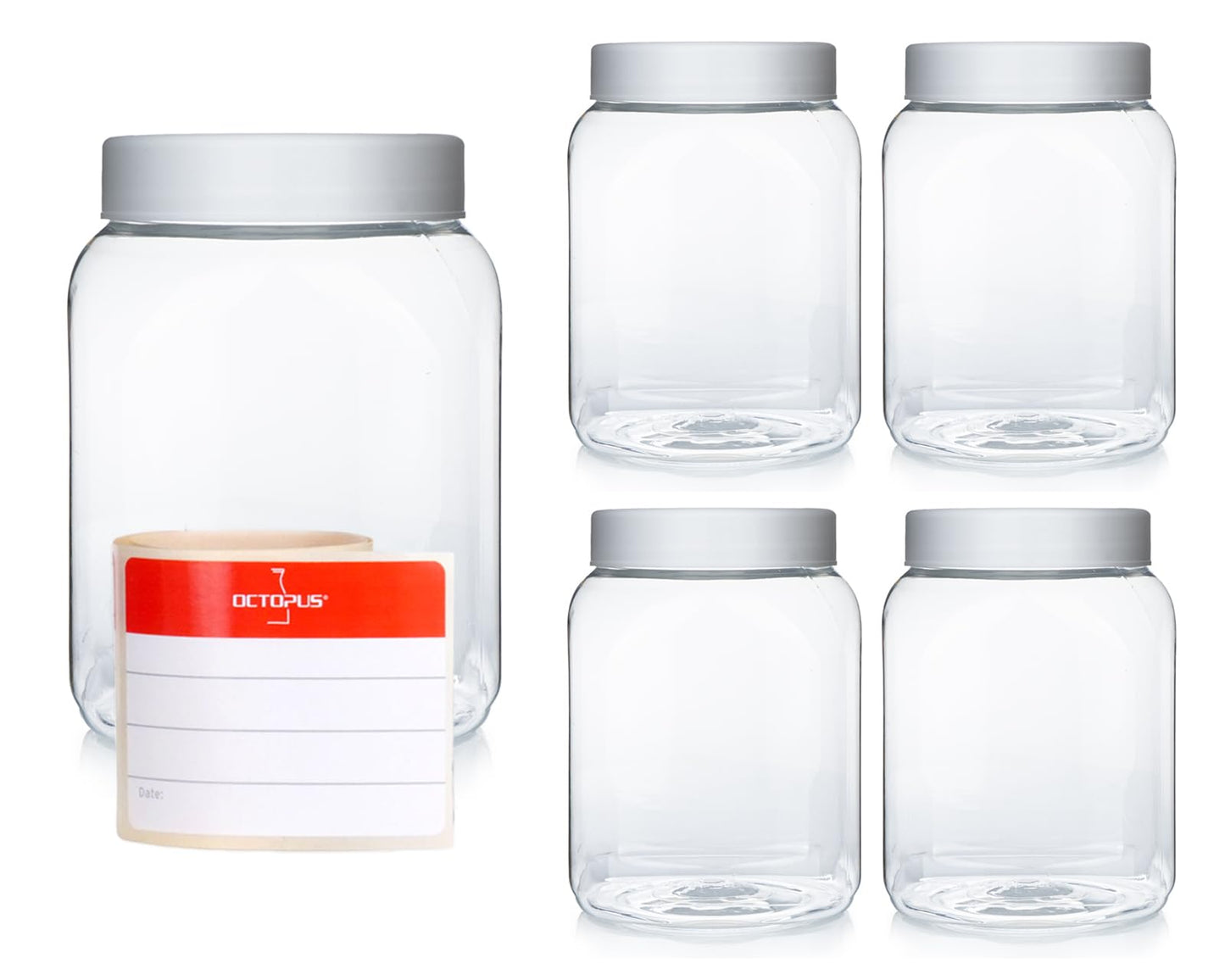 Octopus 5x 400 ml PET plastic cups with screw cap for food, paint, oil, powder, plastic cups with screw cap, plastic cups with cap, smoothie cups …
